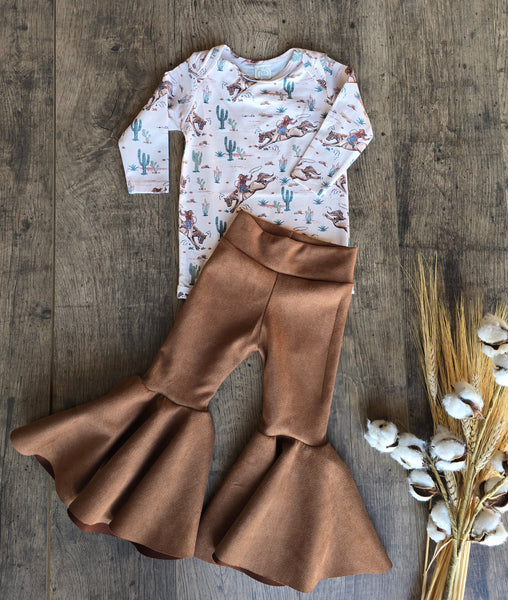 Suede Bell Bottom Pants