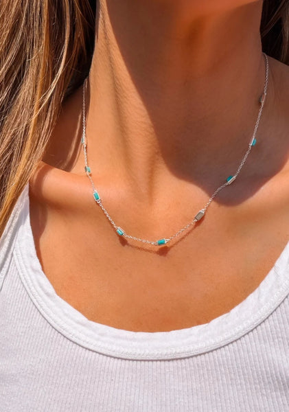 Silver Turquoise Dainty Necklace